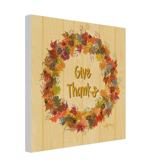 Give Thanks Wreath on Stretched Canvas