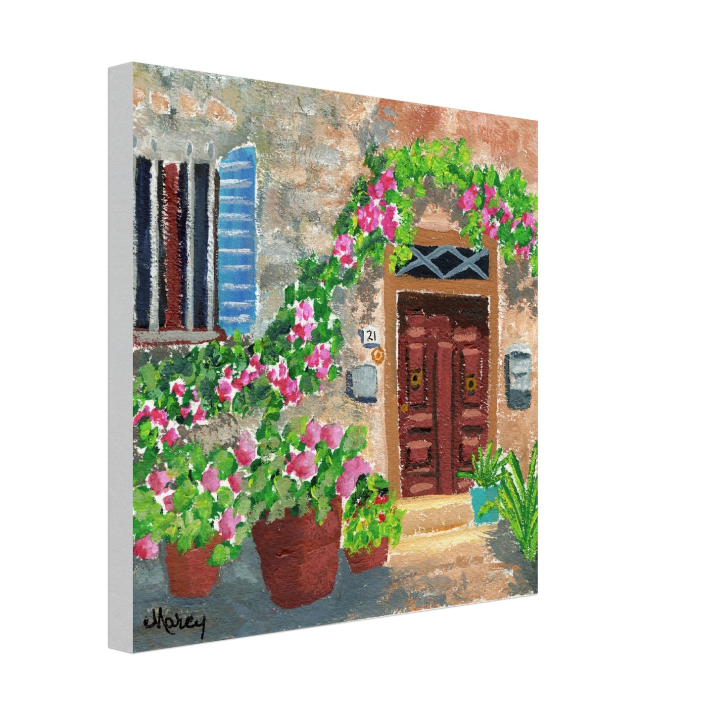 At Home in Italy — Impressionistic Gouache Painting Printed on Stretched Canvas