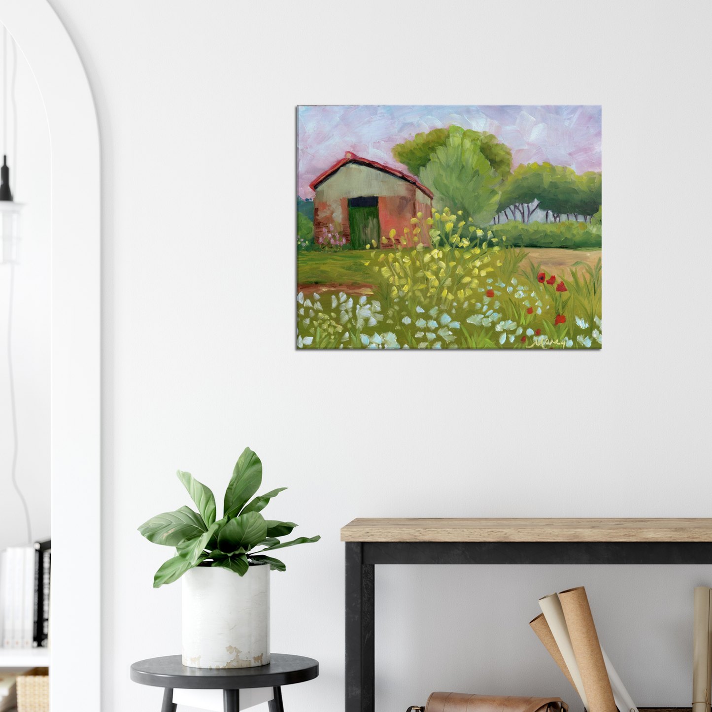 Tuscan Wildflowers & Old Garden Shed Original Oil & Stretched Canvas Prints