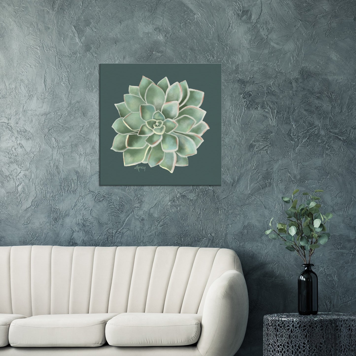 Green Succulent on Stretched Canvas