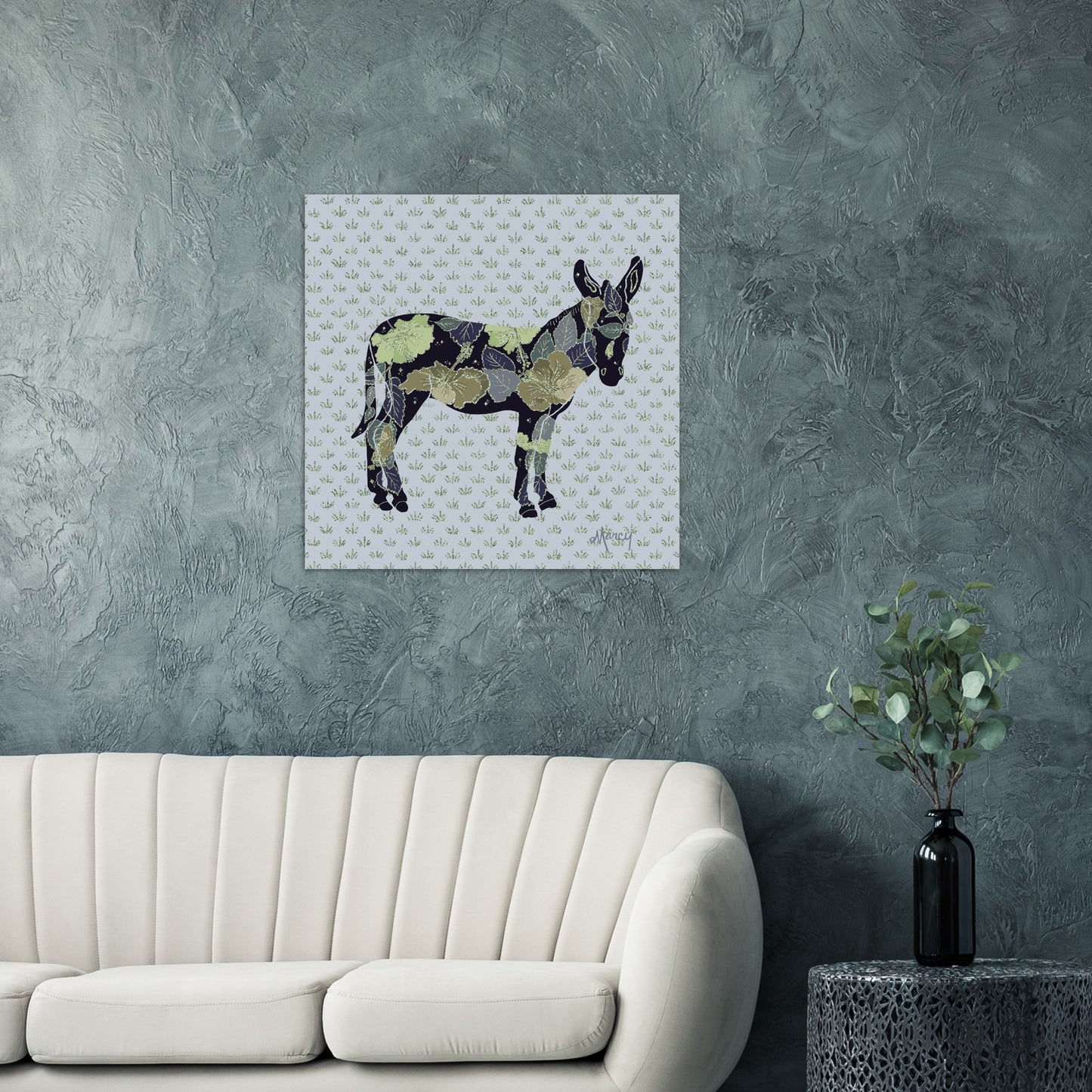 Ava — Floral Donkey Aluminum Print