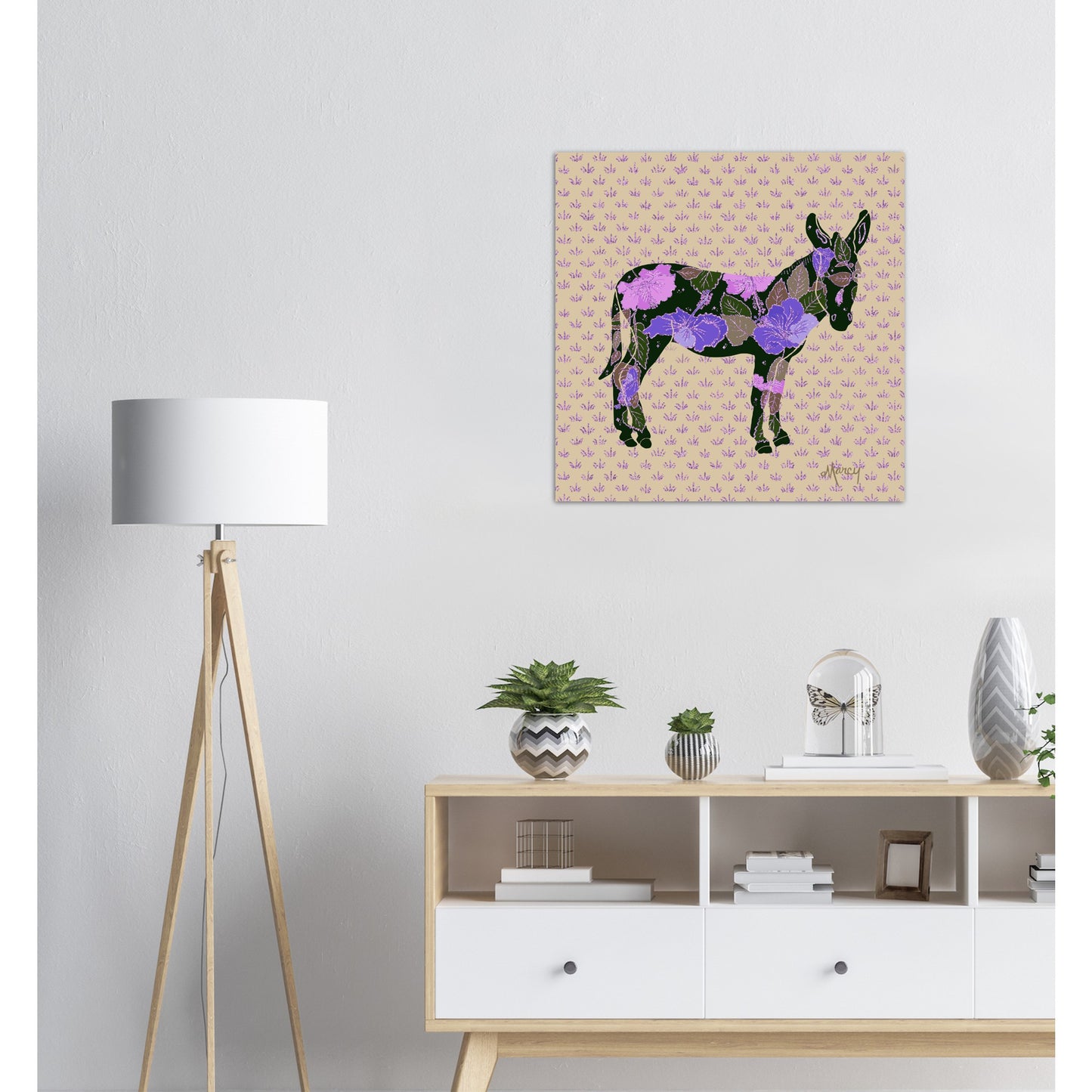 Beth — Floral Donkey Aluminum Print