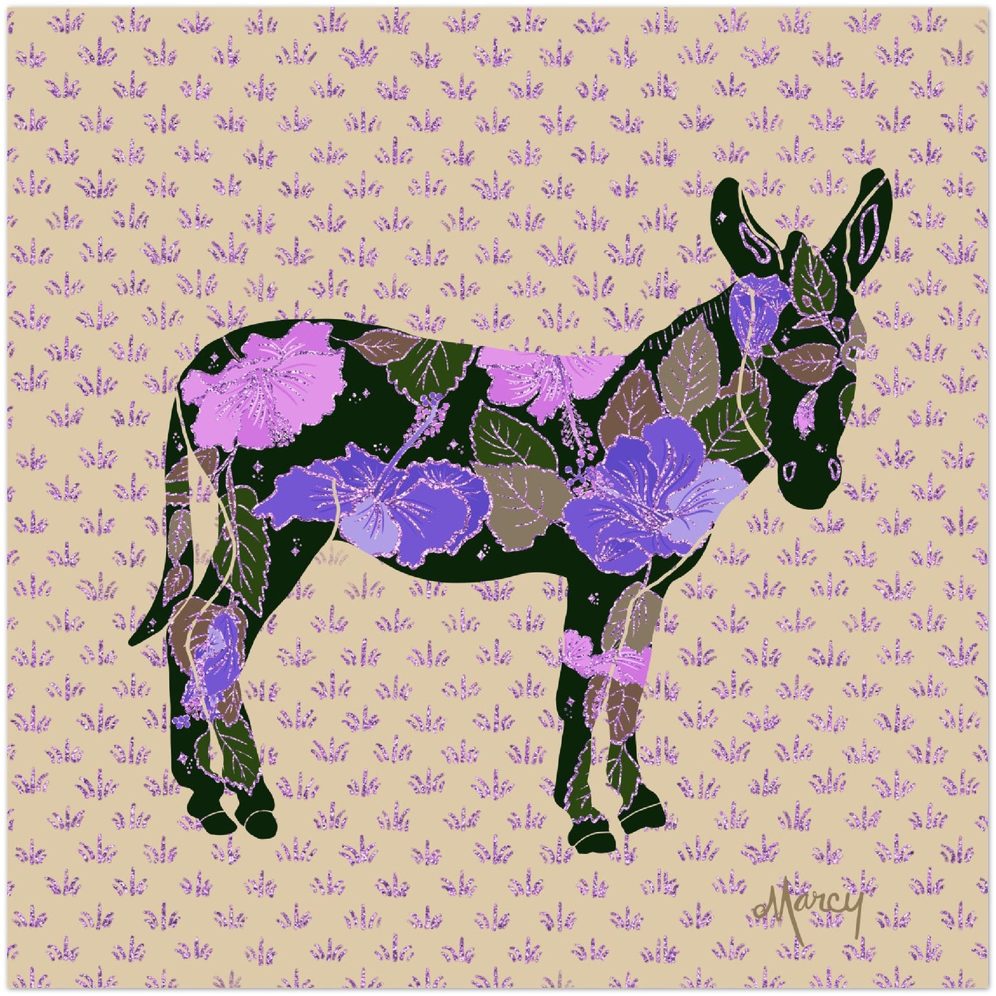 Beth — Floral Donkey Aluminum Print