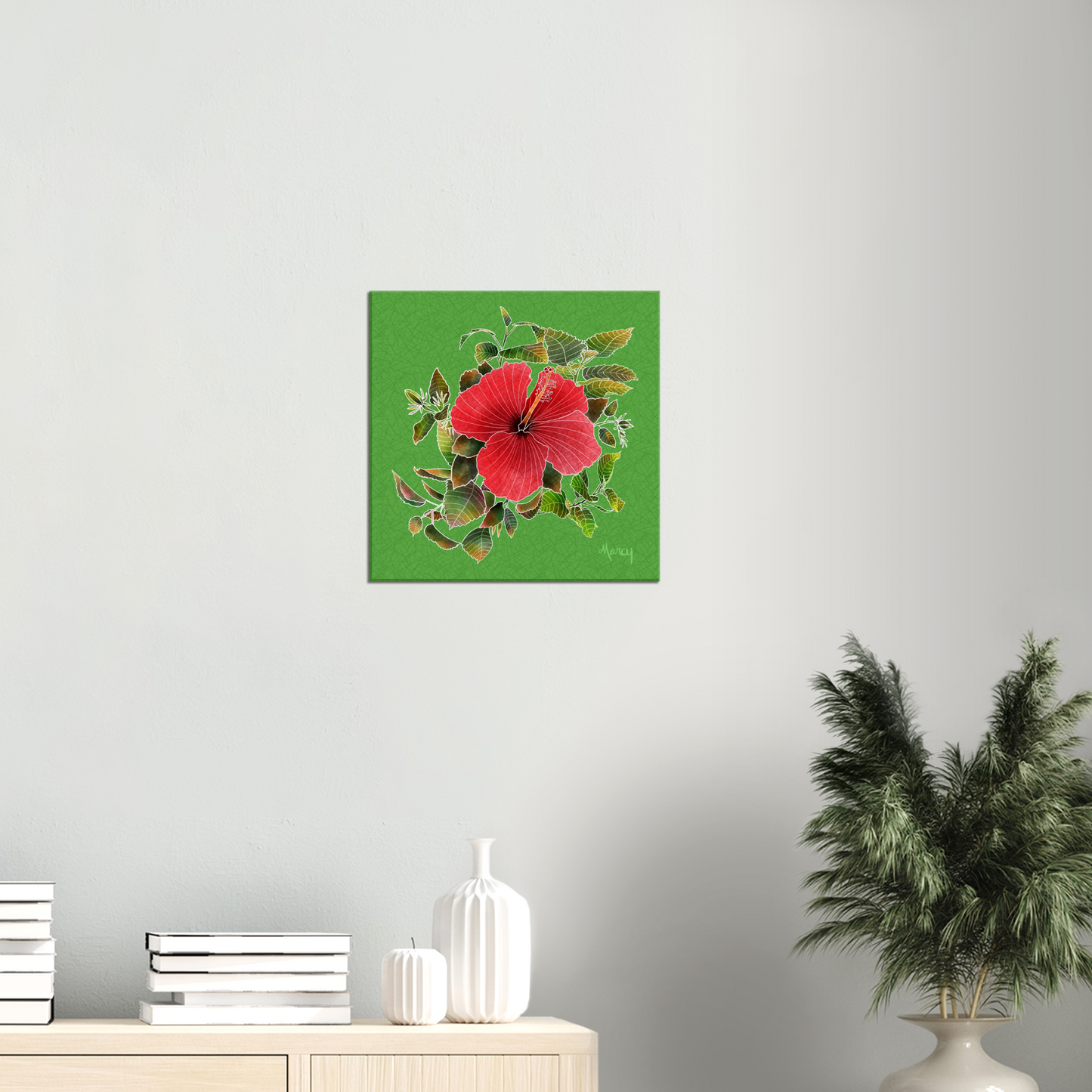 Hibiscus of the Month - January — in Coral on Stretched Canvas