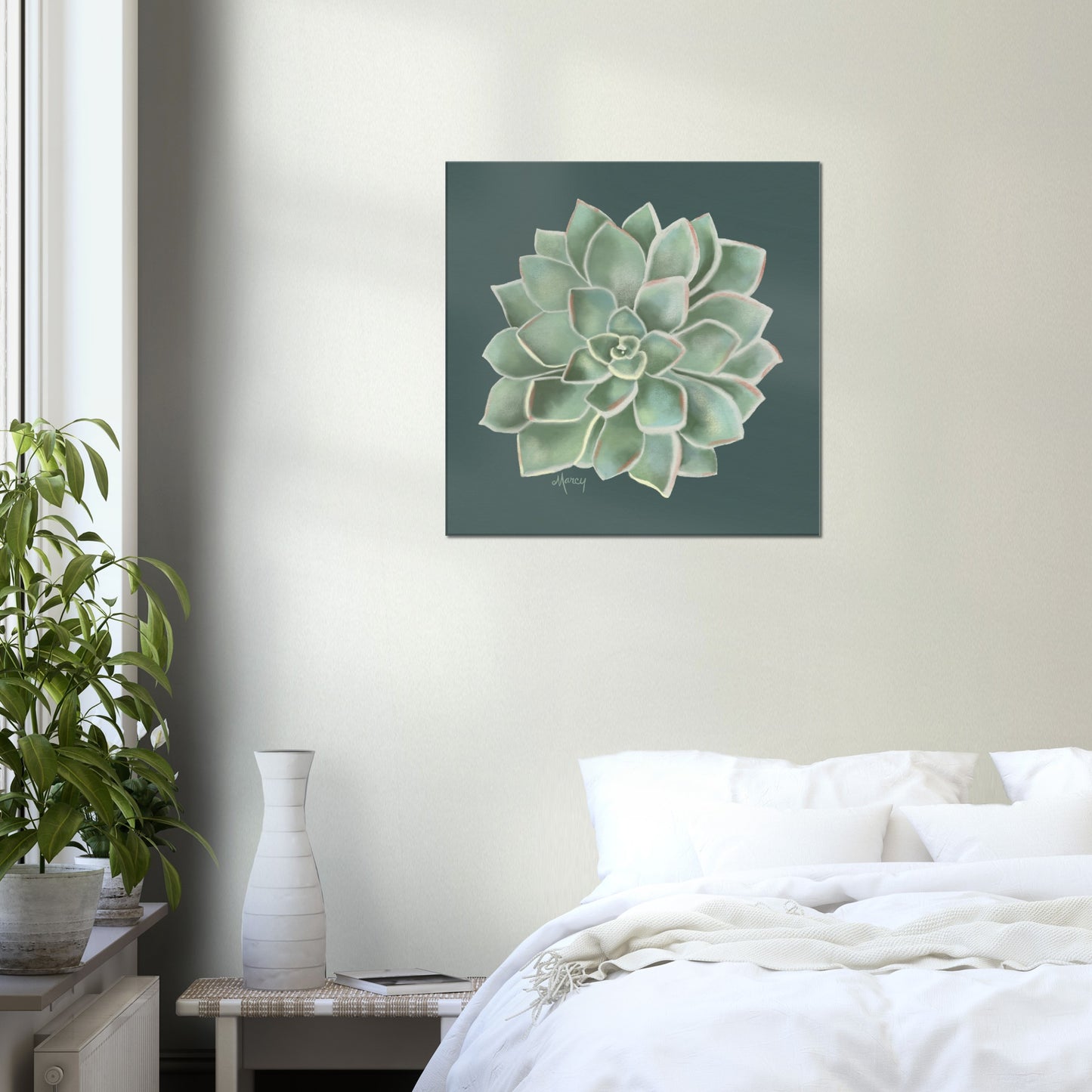 Green Succulent on Stretched Canvas